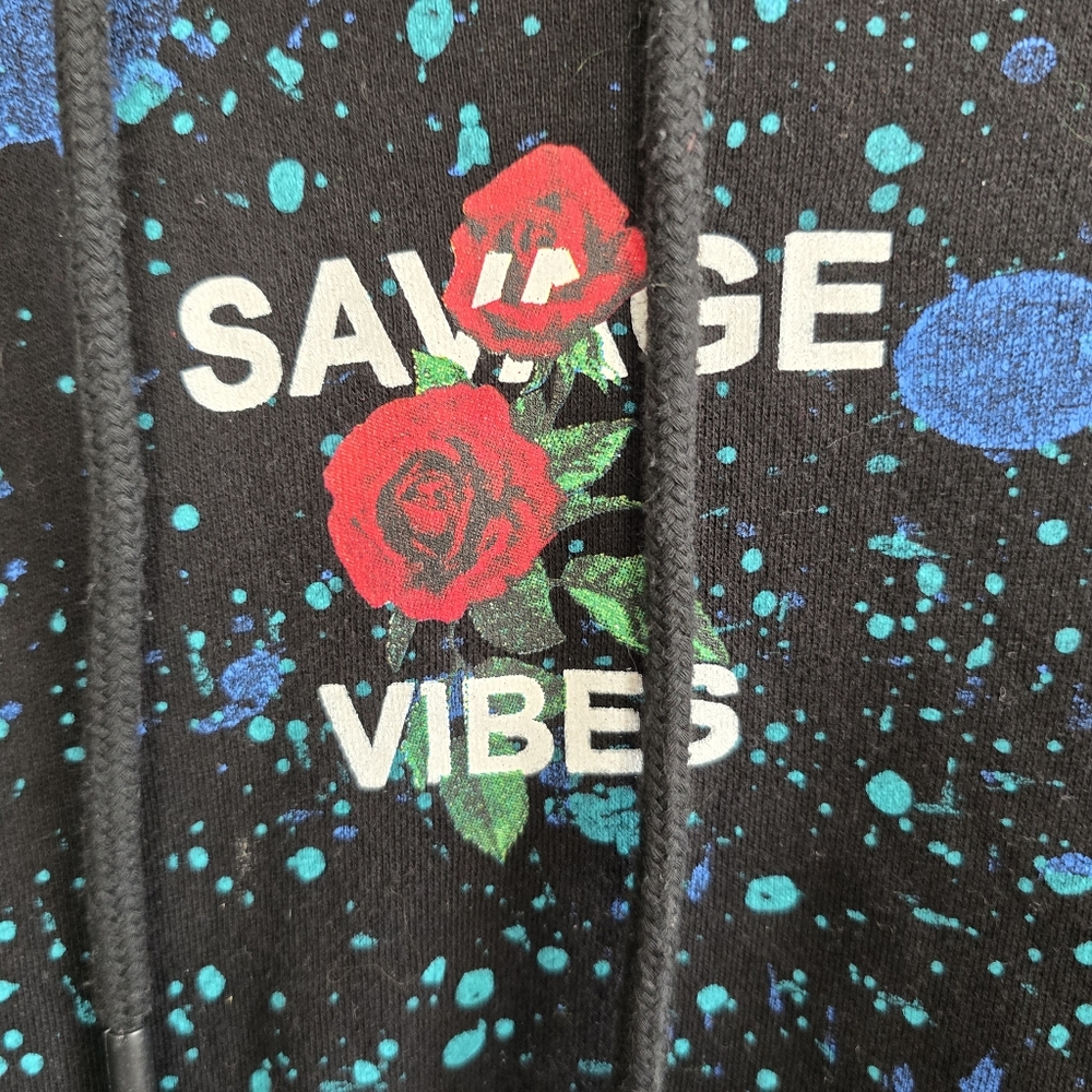 Upstanders Limited Edition Savage Vibes Rose Paint Splatter Streetwear Hoodie S - Picture 2 of 12